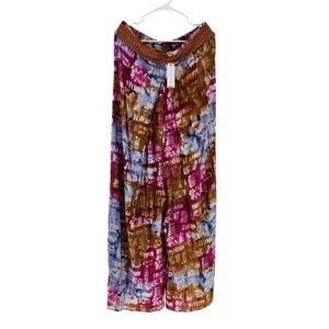 Earthbound Women's Tie-Dye Strapless Lace Trim Jumpsuit - M